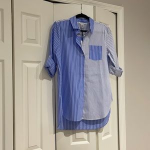 Calvin Klein, Oxford dress, women’s size small, New, white and blue